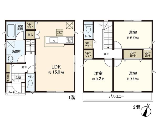 富ケ丘1丁目 1号棟 新築戸建 間取図(平面図) 間取図(平面図)