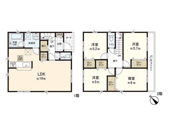 多賀城市新田字南関合 新築戸建 間取図(平面図) 多賀城市新田字南関合 新築戸建 間取図(平面図)