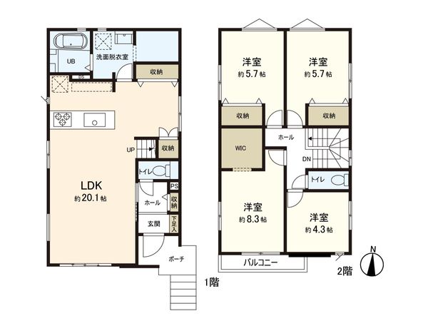 子平町 新築戸建1号棟 間取図(平面図) 子平町 新築戸建1号棟 間取図(平面図)