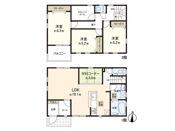 利府町しらかし台5丁目 新築建売 間取図(平面図) 利府町しらかし台5丁目 新築建売 間取図(平面図)