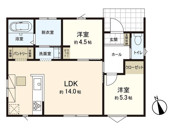 朝日2丁目 新築平屋建 間取図(平面図) 朝日2丁目 新築平屋建 間取図(平面図)