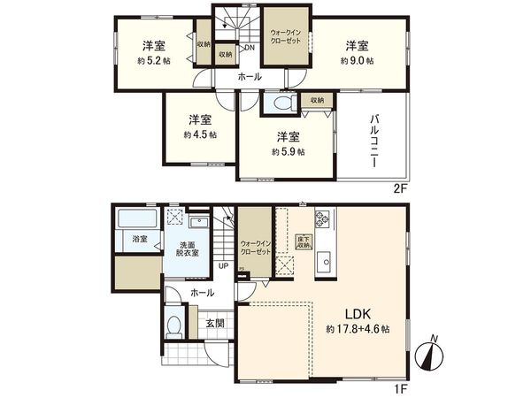 山の寺2丁目 新築戸建2号棟 間取図(平面図)