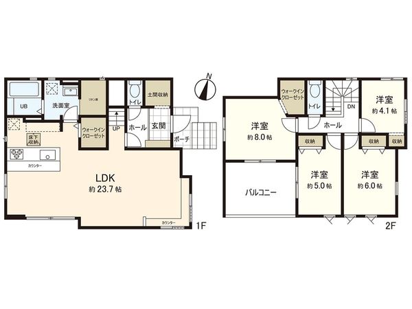 山の寺2丁目 新築戸建1号棟 間取図(平面図)