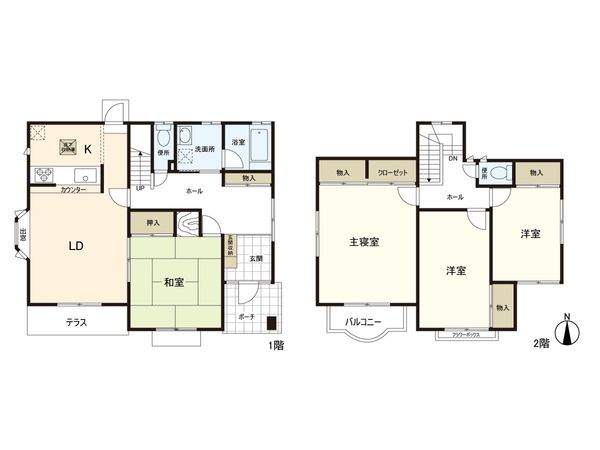 戸建 住吉台東3丁目 和室を続き間として利用できる設計の4LDKプランです。