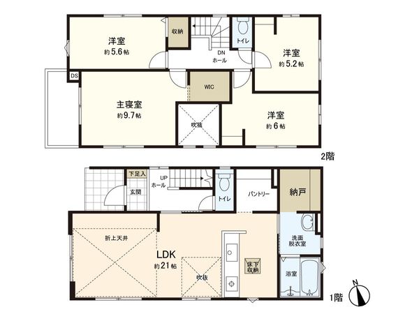 将監12丁目 2号棟 新築戸建 間取図(平面図) 将監12丁目 2号棟 新築戸建 間取図(平面図)