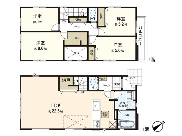 将監6丁目 2号棟 新築戸建 間取図(平面図) 将監6丁目 2号棟 新築戸建 間取図(平面図)