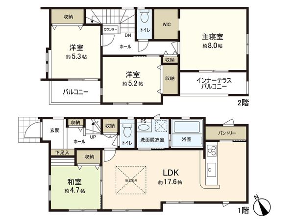 将監一丁目 2号棟 新築戸建 間取図(平面図) 将監一丁目 2号棟 新築戸建 間取図(平面図)