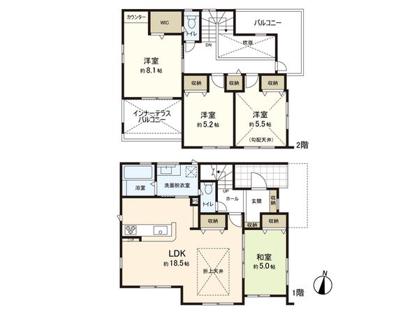 鶴が丘2丁目 新築戸建 間取図(平面図) 鶴が丘2丁目 新築戸建 間取図(平面図)