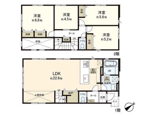 将監6丁目 1号棟 新築戸建 間取図(平面図) 将監6丁目 1号棟 新築戸建 間取図(平面図)