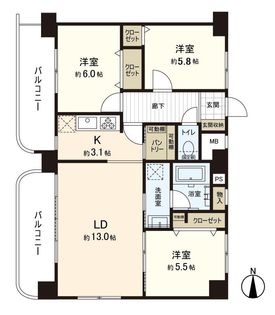 朝日プラザ上杉 間取図(平面図)