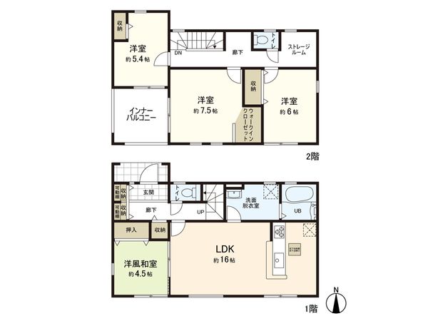 岩沼市相の原1丁目 新築戸建 1号棟 間取図(平面図) 岩沼市相の原1丁目 新築戸建 1号棟 間取図(平面図)