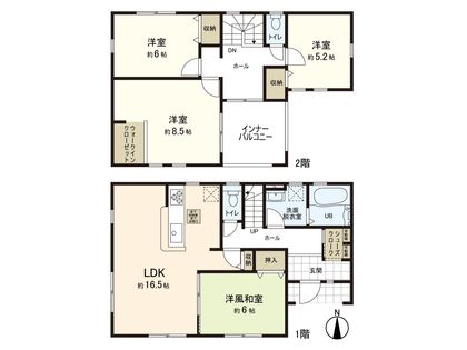 岩沼市相の原1丁目 新築戸建 2号棟 間取図(平面図)