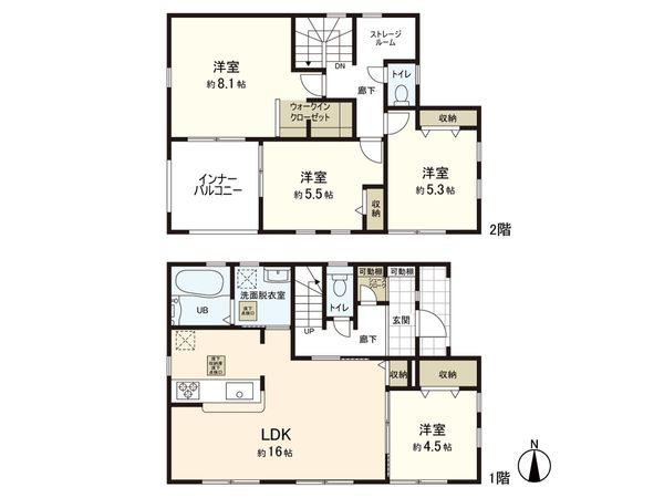 岩沼市相の原1丁目 新築戸建 3号棟 間取図(平面図)