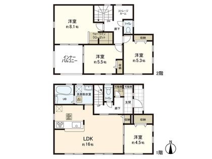 岩沼市相の原1丁目 新築戸建 3号棟 間取図(平面図)