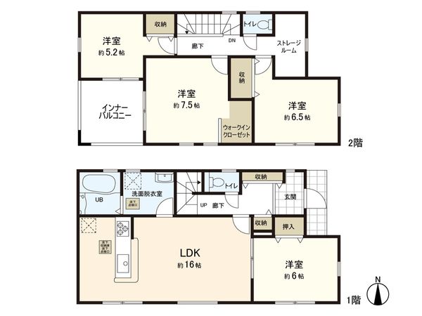 岩沼市相の原1丁目 新築戸建 4号棟 間取図(平面図)