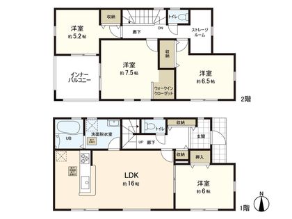 岩沼市相の原1丁目 新築戸建 4号棟 間取図(平面図)