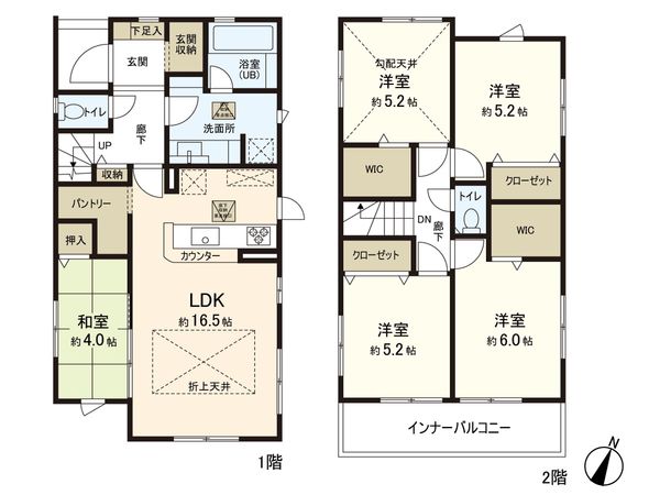 岩沼市竹の里1丁目 新築戸建 2号棟 間取図(平面図)