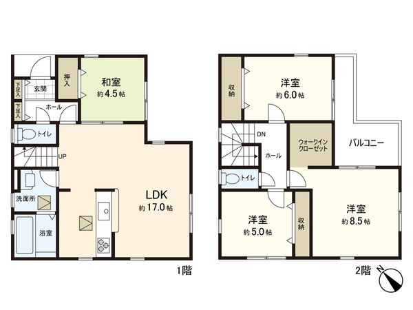 袋原一丁目 新築一戸建 8号棟 間取図(平面図) 袋原一丁目 新築一戸建 8号棟 間取図(平面図)