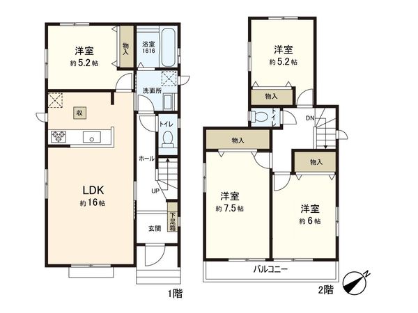 泉崎2丁目 新築戸建 B号棟 間取図(平面図) 泉崎2丁目 新築戸建 B号棟 間取図(平面図)