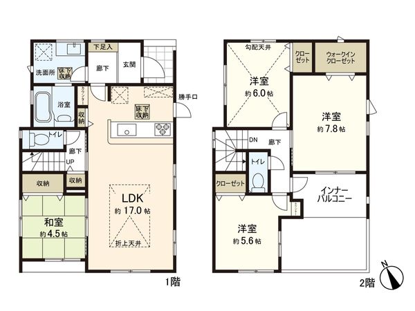 袋原字堰場 新築一戸建 4号棟 間取図(平面図) 袋原字堰場 新築一戸建 4号棟 間取図(平面図)