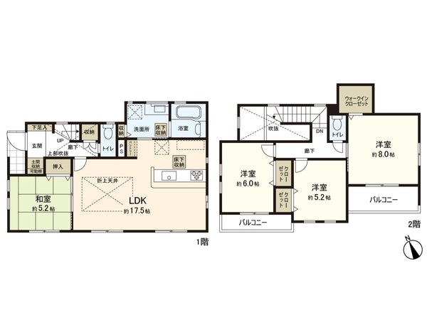 岩沼市吹上1丁目 新築一戸建 1号棟 間取図(平面図) 岩沼市吹上1丁目 新築一戸建 1号棟 間取図(平面図)
