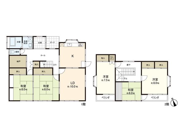 名取市手倉田字堰根 戸建 間取図(平面図) 名取市手倉田字堰根 戸建 間取図(平面図)