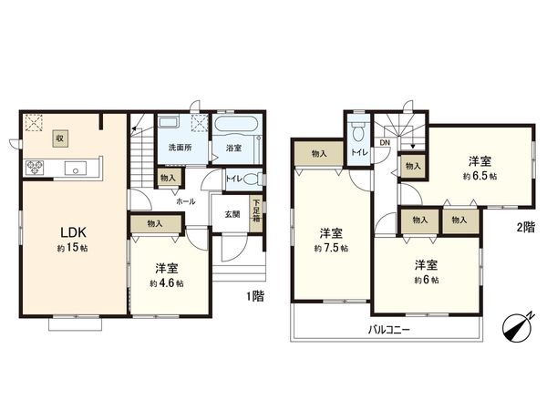 大谷地 新築戸建 A号棟 間取図(平面図) 大谷地 新築戸建 A号棟 間取図(平面図)