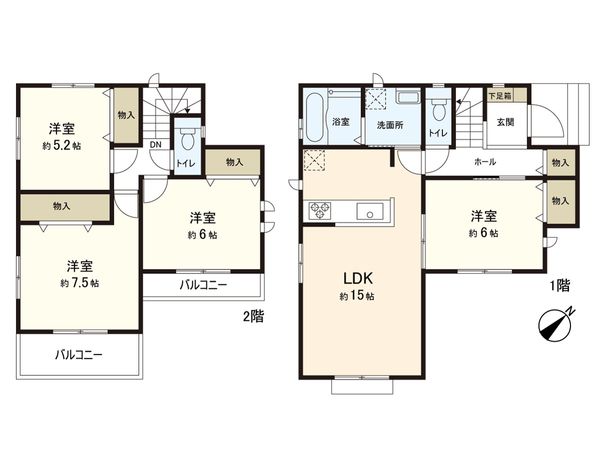 大谷地 新築戸建 D号棟 間取図(平面図) 大谷地 新築戸建 D号棟 間取図(平面図)