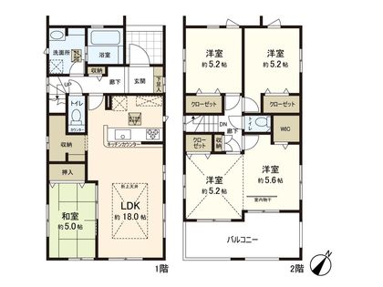 四郎丸字大宮 新築戸建 1号棟 間取図(平面図)