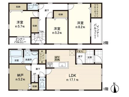 名取市増田7丁目第2 新築戸建 1号棟 間取図(平面図)