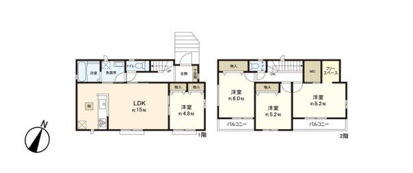 名取市箱塚1丁目 新築戸建 間取図(平面図)