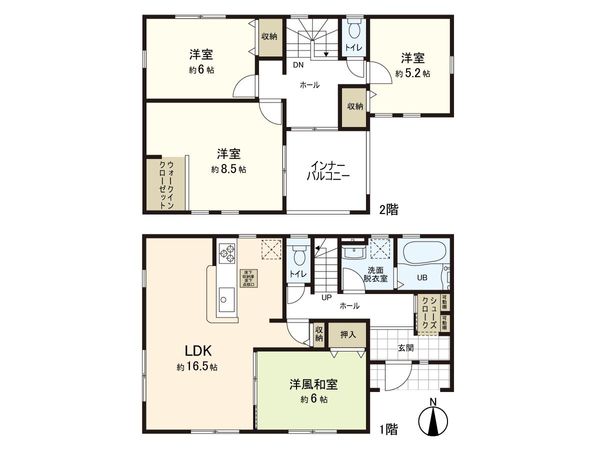 岩沼市相の原1丁目 新築戸建 2号棟 間取図(平面図) 岩沼市相の原1丁目 新築戸建 2号棟 間取図(平面図)