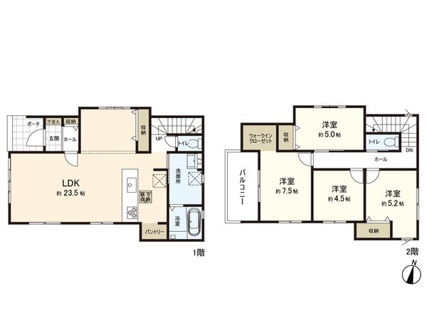 柳生7丁目 新築戸建 3号棟 間取図(平面図)