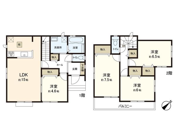 大谷地 新築戸建 A号棟 間取図(平面図)
