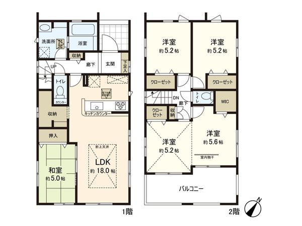 四郎丸字大宮 新築戸建 1号棟 間取図(平面図)