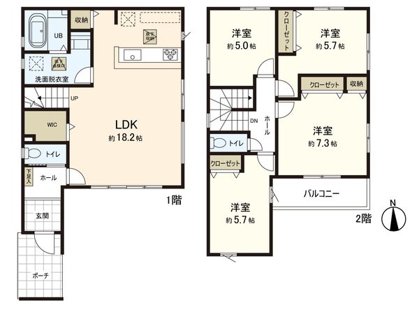 新築戸建 名取市田高字南 間取図(平面図) 新築戸建 名取市田高字南 間取図(平面図)