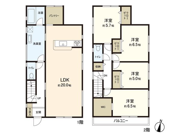 新築戸建 沖野5丁目 間取図(平面図) 新築戸建 沖野5丁目 間取図(平面図)