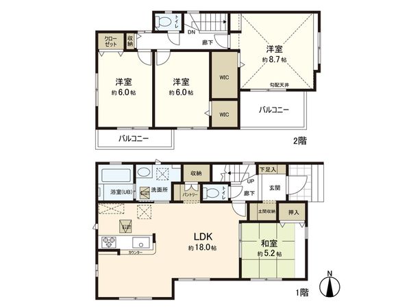 新築戸建 田高字南 間取図(平面図) 新築戸建 田高字南 間取図(平面図)