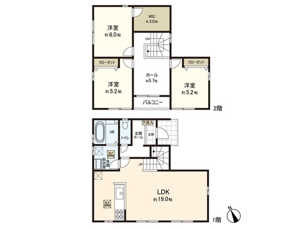 戸建 名取市相互台3丁目 間取図(平面図) 戸建 名取市相互台3丁目 間取図(平面図)