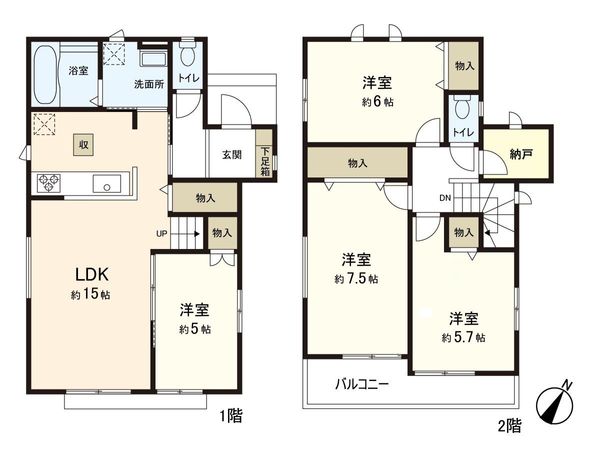 東中田2丁目 新築戸建 間取図(平面図) 東中田2丁目 新築戸建 間取図(平面図)