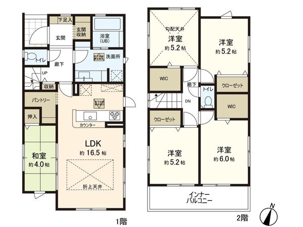 岩沼市竹の里1丁目 新築戸建 2号棟 間取図(平面図) 岩沼市竹の里1丁目 新築戸建 2号棟 間取図(平面図)