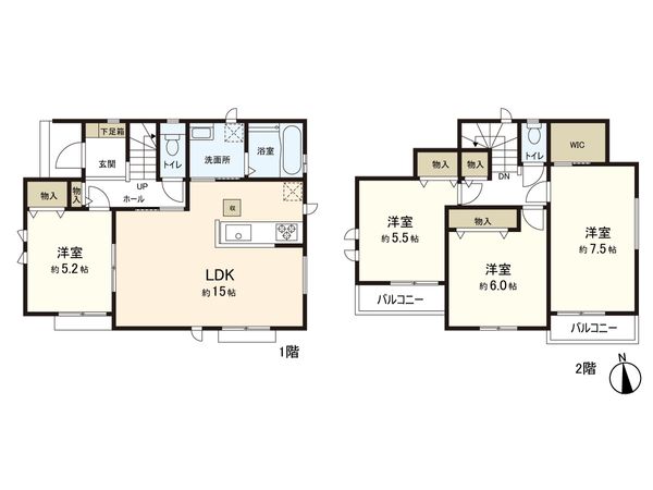新築戸建 四郎丸字渡道 B号棟 間取図(平面図) 新築戸建 四郎丸字渡道 B号棟 間取図(平面図)