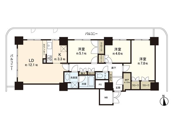 パークタワー台原 間取図(平面図)