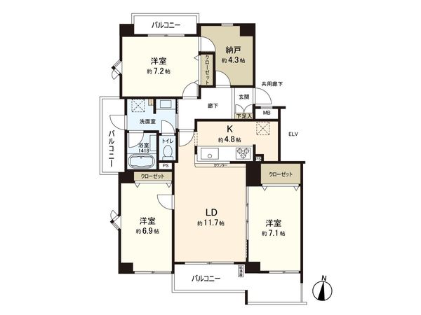 ベルググランデ上杉 ウエスト 間取図(平面図) ベルググランデ上杉 ウエスト 間取図(平面図)
