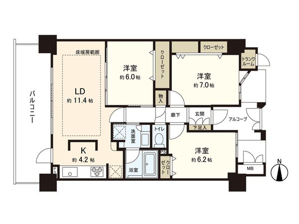 ライオンズタワー仙台広瀬 間取図(平面図) ライオンズタワー仙台広瀬 間取図(平面図)