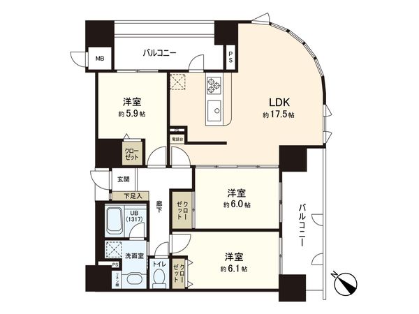 グランドパレス仙台南ウィングタワー 間取図(平面図) グランドパレス仙台南ウィングタワー 間取図(平面図)