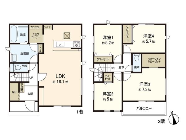今泉2丁目 新築戸建 間取図(平面図) 今泉2丁目 新築戸建 間取図(平面図)