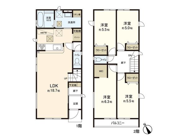 台原六丁目 新築戸建2号棟 間取図(平面図) 台原六丁目 新築戸建2号棟 間取図(平面図)