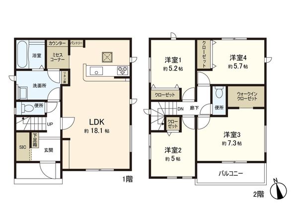 今泉2丁目 新築戸建 間取図(平面図) 今泉2丁目 新築戸建 間取図(平面図)