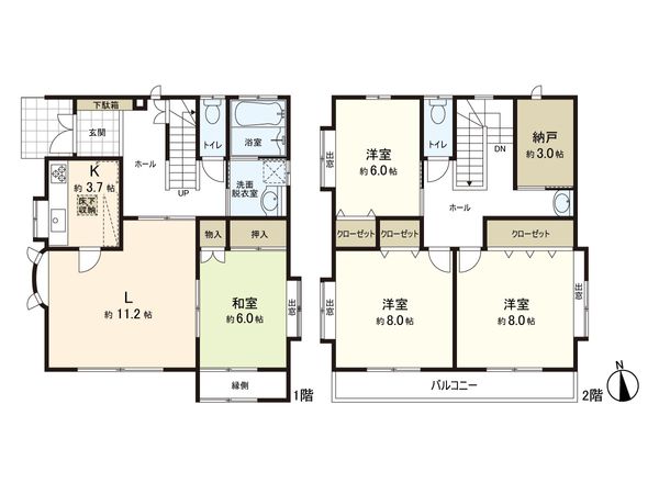 中江1丁目 戸建 間取図(平面図)